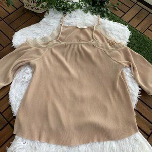 Elodie Blouse 3/4 Sleeve Beige Size M.